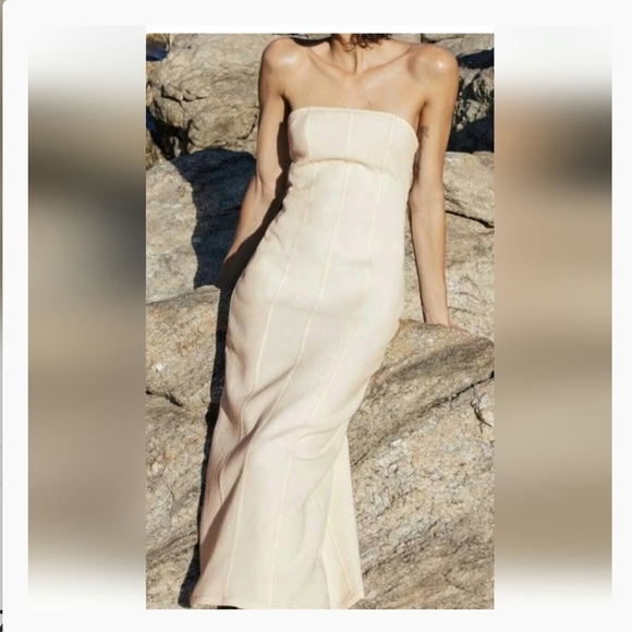Zara Strapless Cream Dress - Picture 1 of 4
